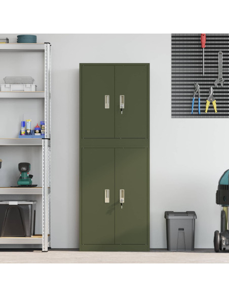 Armadio 2 pz Verde Oliva 60 x 40 x 160 cm Acciaio Bloccabile