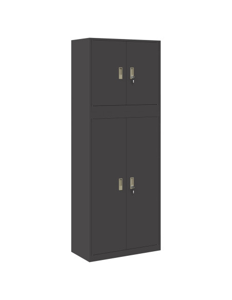 Armadio 2 pz Nero 80 x 40 x 210 cm Acciaio Bloccabile