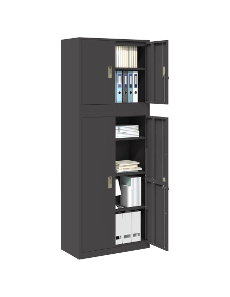 Armadio 2 pz Nero 80 x 40 x 210 cm Acciaio Bloccabile