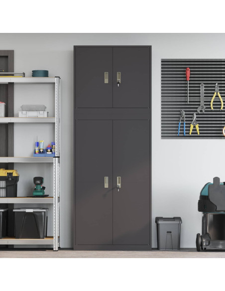 Armadio 2 pz Nero 80 x 40 x 210 cm Acciaio Bloccabile