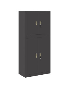Armadio 2 pz Nero 80 x 40 x 175 cm Acciaio Bloccabile 2