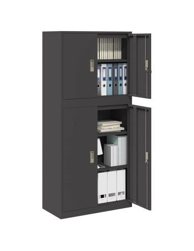 Armadio 2 pz Nero 80 x 40 x 175 cm Acciaio Bloccabile