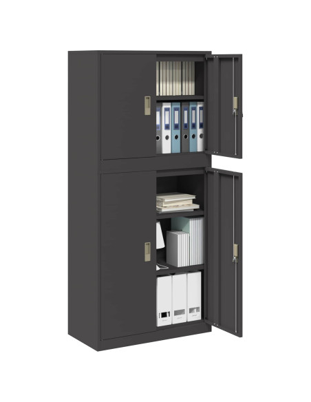Armadio 2 pz Nero 80 x 40 x 175 cm Acciaio Bloccabile