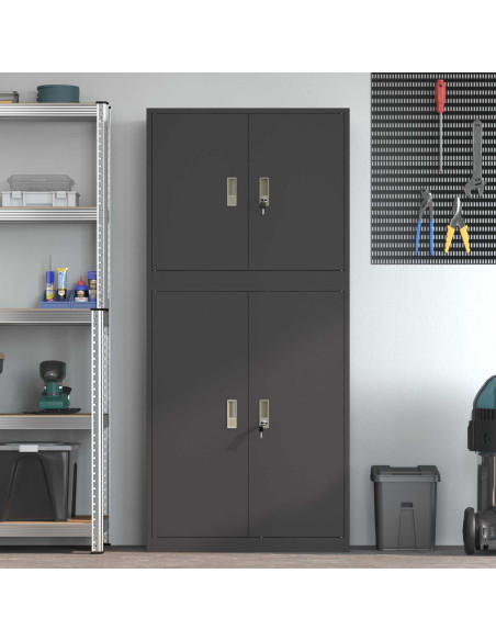 Armadio 2 pz Nero 80 x 40 x 175 cm Acciaio Bloccabile