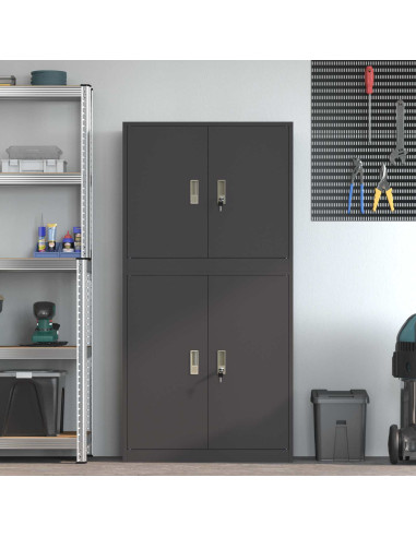 Armadio 2 pz Nero 80 x 40 x 160 cm Acciaio Bloccabile