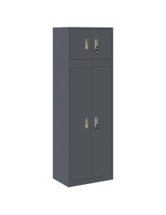 Armadio 2 pz Antracite 60 x 40 x 180 cm Acciaio Bloccabile 2