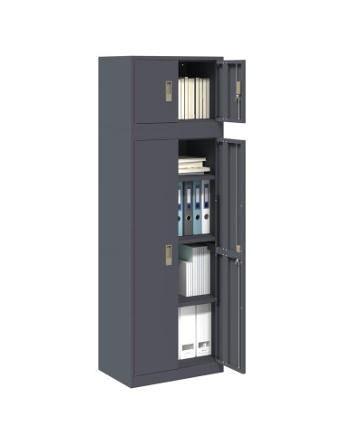 Armadio 2 pz Antracite 60 x 40 x 180 cm Acciaio Bloccabile