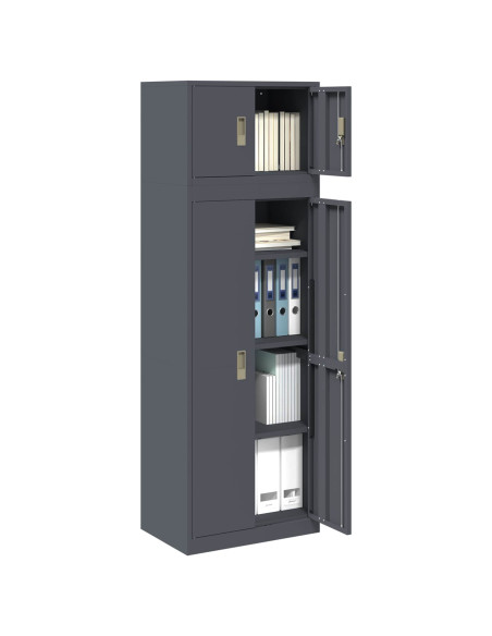 Armadio 2 pz Antracite 60 x 40 x 180 cm Acciaio Bloccabile