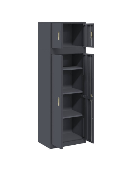 Armadio 2 pz Antracite 60 x 40 x 180 cm Acciaio Bloccabile
