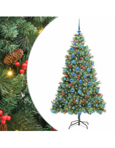 Albero di Natale artificiale 300 LED Bianco caldo PVC e Metallo 2