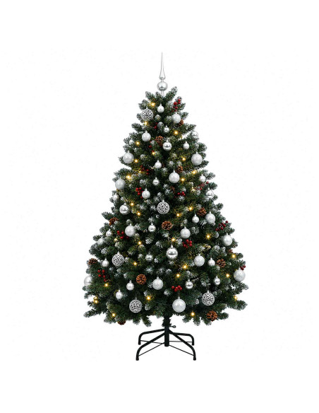 Albero di Natale artificiale verde con palline 150 cm 150 LED