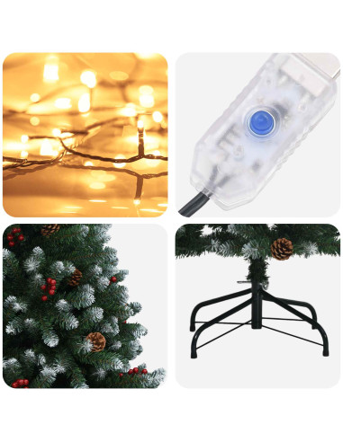 Albero di Natale Artificiale con Rami Pieghevoli 210 cm 300 LED