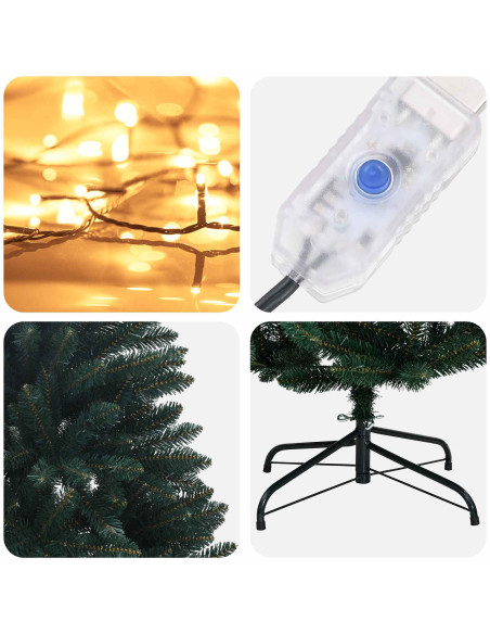 Albero di Natale Artificiale con Rami Pieghevoli 240 cm 300 LED