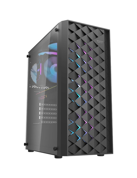 DARKFLASH DK351 PC CASE, ATX/MICRO-ATX/MINI-ITX MOTHERBOARD SUPPORT, 4 ARGB FANS, TEMPERED-GLASS