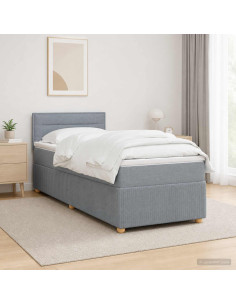 Letto box spring con materasso Grigio Chiaro 100 x 200 cm