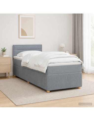 Letto box spring con materasso Grigio Chiaro 100 x 200 cm