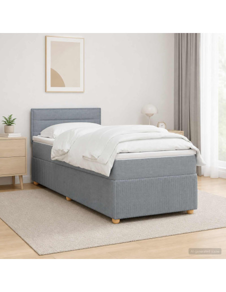Letto box spring con materasso Grigio Chiaro 100 x 200 cm