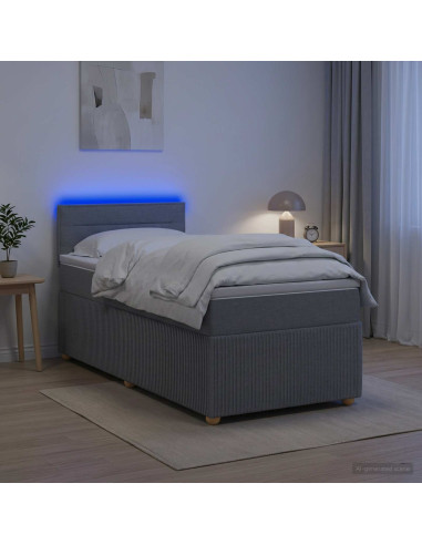 Letto box spring con materasso Grigio Chiaro 100 x 200 cm