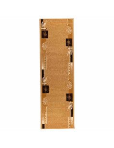 Tappeto Runner FLORNES Tessuto Ocra Foglie 80 x 450 cm PP 7 mm 2