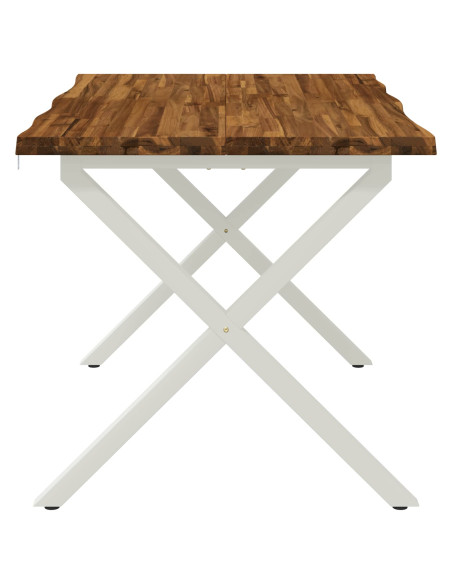 110 x 55 x 75 cm Legno di Acacia Massello Naturale e Bianco
