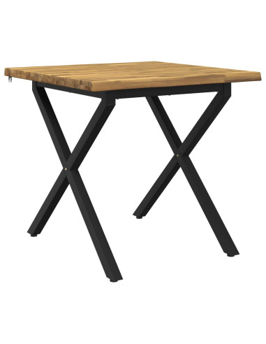 70 x 70 x 75 cm Legno di Acacia Massello Bianco e Nero Quadrato