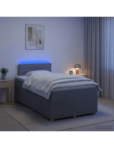 Letto box spring con materasso Grigio Chiaro 120 x 200 cm