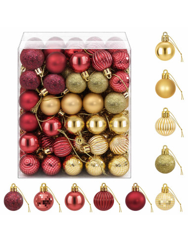 Set di Palline di Natale 150 pz Oro e rosso vino 3 cm