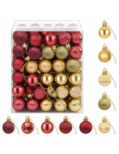 Set di Palline di Natale 150 pz Oro e rosso vino 3 cm