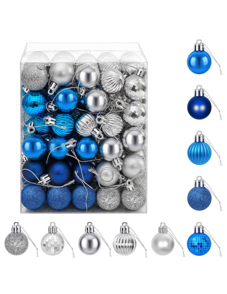 Set di Palline di Natale 150 pz Blu e argento 3 cm Polistirolo