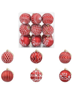 Set di palline di Natale XL 18 pz Rosso e Bianco 8 cm