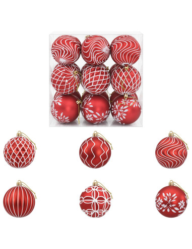 Set di palline di Natale XL 18 pz Rosso e Bianco 8 cm