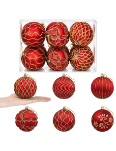 Set di palline di Natale XL 12 pz Rosso e Oro 10 cm Polistirolo