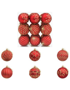 Set di palline di Natale XL 18 pz Rosso e Oro 8 cm Polistirolo