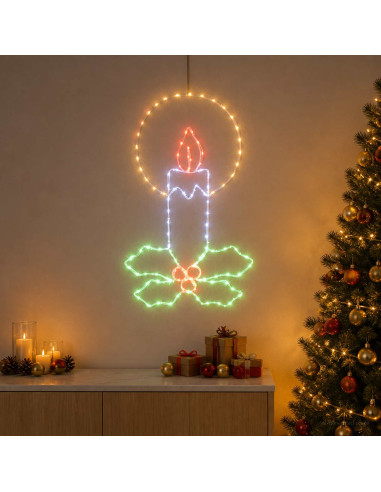 Candela natalizia a tubo luminoso LED con agrifoglio LOVIISA