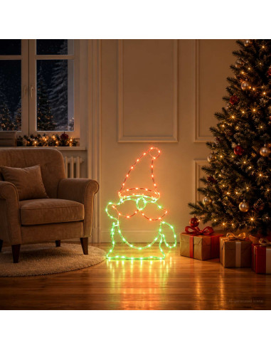 Gnomo di Natale a LED LOVIISA 80 LED Multicolore 38 x 60 cm