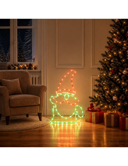 Gnomo di Natale a LED LOVIISA 80 LED Multicolore 38 x 60 cm