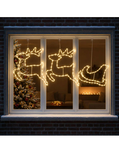 Decorazione natalizia con renna e slitta LOVIISA 180 LED