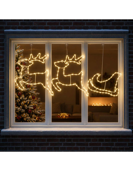 Decorazione natalizia con renna e slitta LOVIISA 180 LED