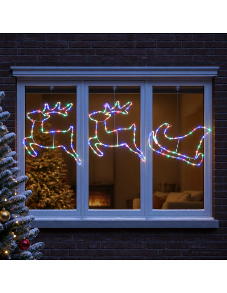 Decorazione natalizia con renna e slitta LOVIISA 180 LED