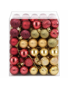 Set di Palline di Natale 150 pz Oro e rosso vino 3 cm 2