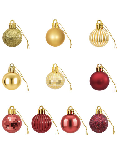 Set di Palline di Natale 150 pz Oro e rosso vino 3 cm