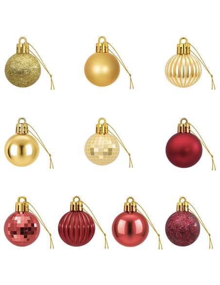 Set di Palline di Natale 150 pz Oro e rosso vino 3 cm
