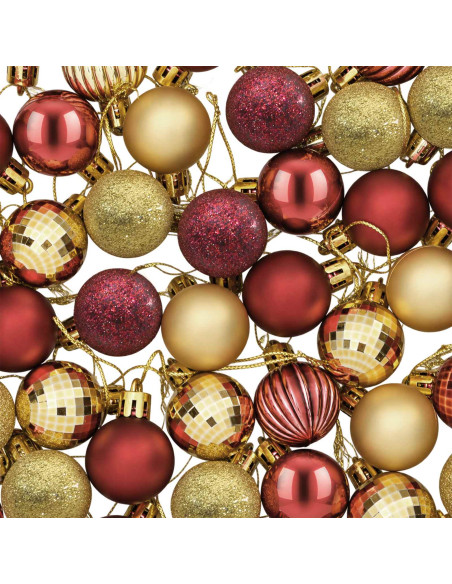 Set di Palline di Natale 150 pz Oro e rosso vino 3 cm