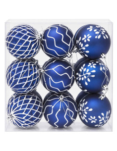 Set di palline di Natale XL 18 pz Blu e Bianco 8 cm Polistirolo 2