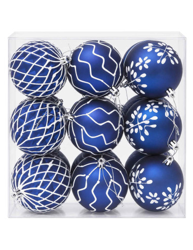 Set di palline di Natale XL 18 pz Blu e Bianco 8 cm Polistirolo