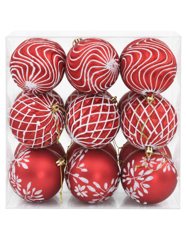 Set di palline di Natale XL 18 pz Rosso e Bianco 8 cm