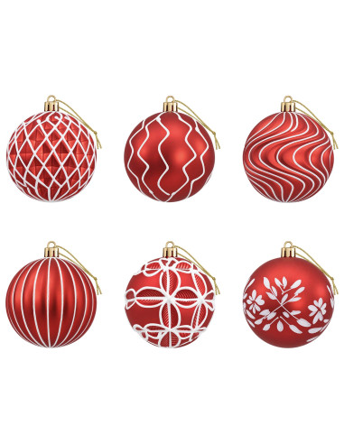 Set di palline di Natale XL 18 pz Rosso e Bianco 8 cm