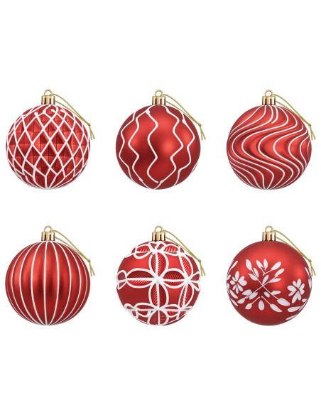 Set di palline di Natale XL 18 pz Rosso e Bianco 8 cm