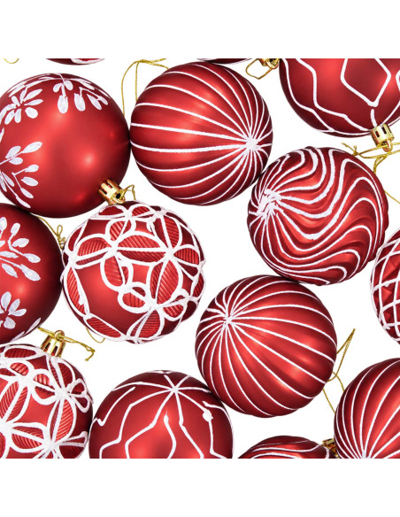 Set di palline di Natale XL 18 pz Rosso e Bianco 8 cm