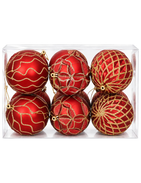 Set di palline di Natale XL 12 pz Rosso e Oro 10 cm Polistirolo